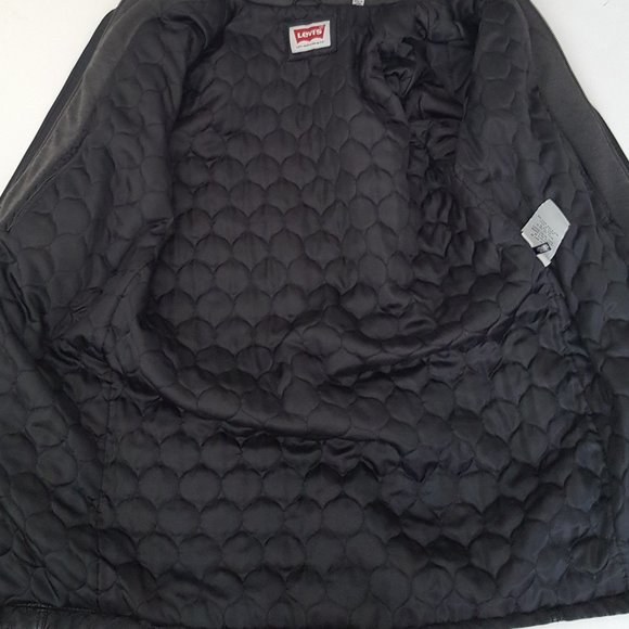 New Men's Levi's Long   Leather Jacket/Coat  Hoodies Size M Black - Picture 7 of 12